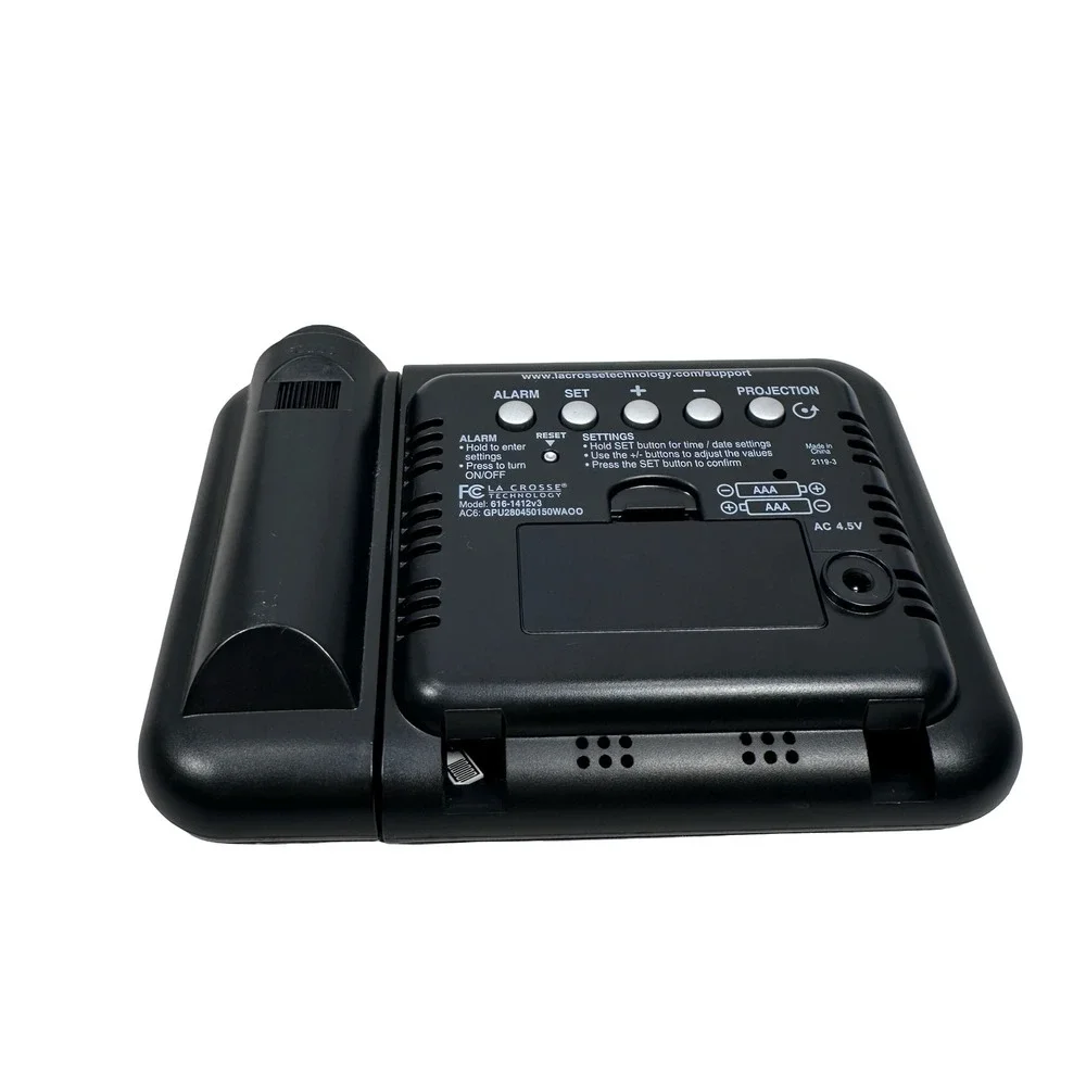 La Crosse Technology Projection Alarm Clock Black Silver 616-1412v3 Digital LCD